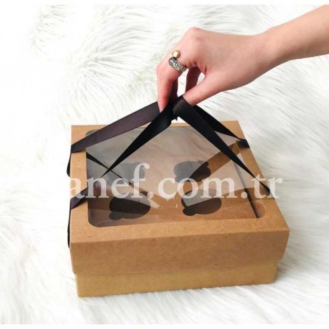 25*25*10 KURDELELİ PENCERELİ KUTU KRAFT - 1
