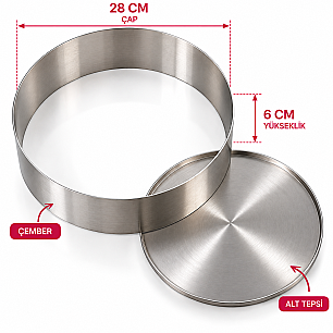 28 CM h:6 ALTI TEPSİLİ SEBASTİAN ÇEMBER - KARADAĞ METAL