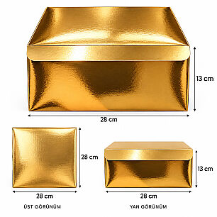 28*28*13 GOLD - GÜMÜŞ KARE SAPSIZ PASTA KUTUSU - DİĞER