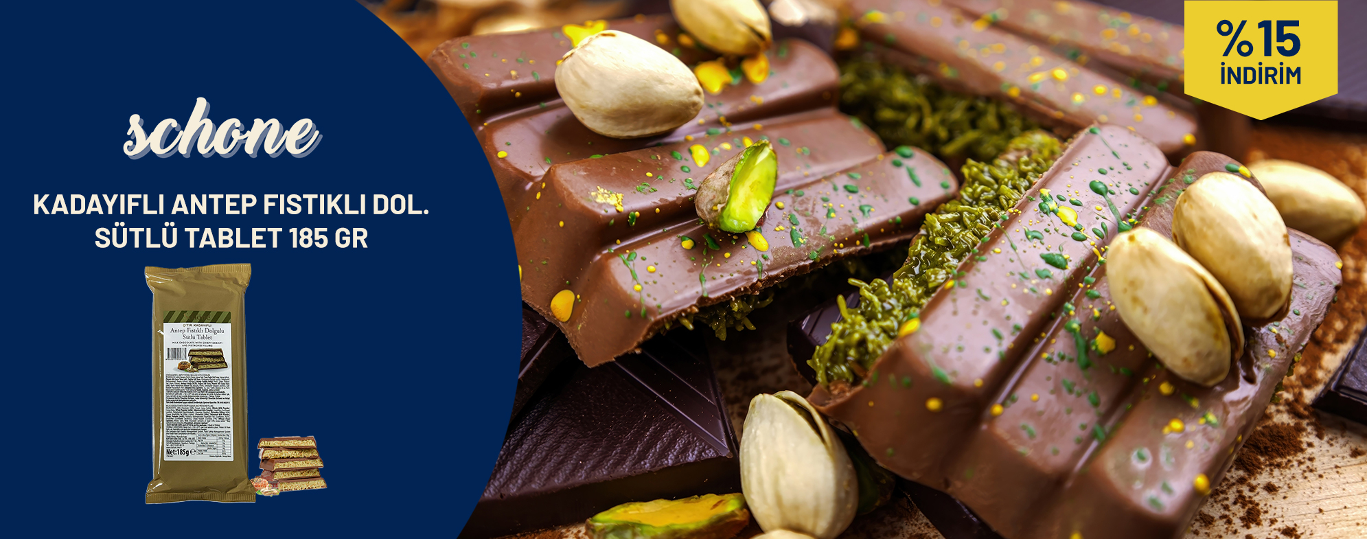 SCHÖNE KADAYIFLI ANTEP FISTIKLI DOL. SÜTLÜ TABLET 185 GR