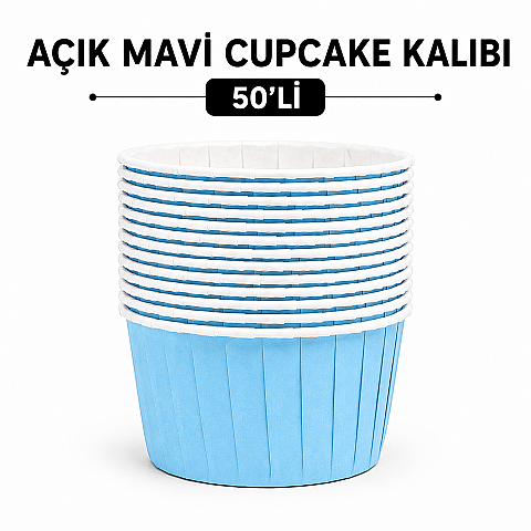 AÇIK MAVİ CUPCAKE KALIBI 50 Lİ - 1
