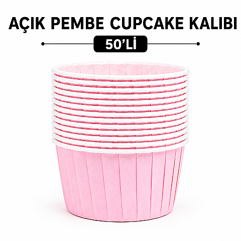 AÇIK PEMBE CUPCAKE KALIBI 50'Lİ - 1