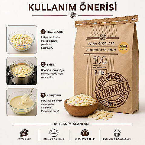 ALT182 ALTINMARKA BEYAZ PARA PUL ÇİKOLATA 5 KG - 2