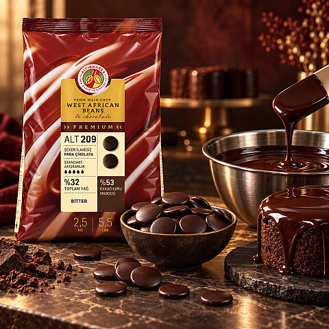 ALT209 ALTINMARKA BİTTER ŞEKER İLAVESİZ PARA ÇİKOLATA 2,5 KG - 2