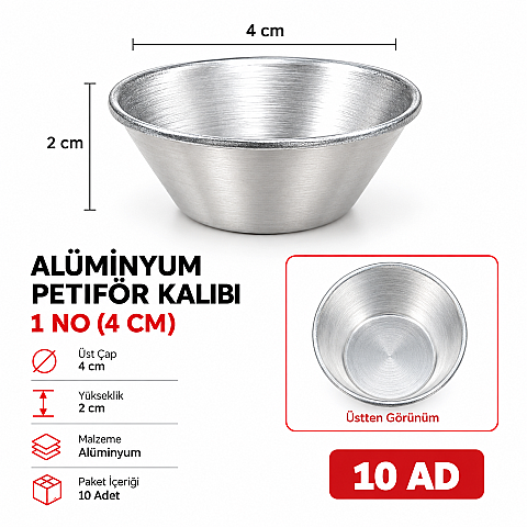 ALÜMİNYUM PETİFÖR KALIBI 1 NO (4 CM) - 2