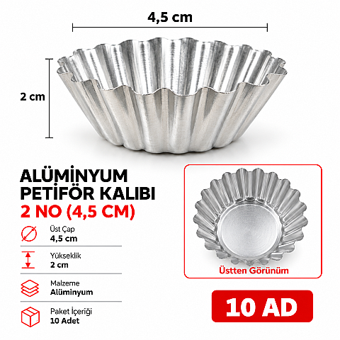 ALÜMİNYUM PETİFÖR KALIBI TIRTIKLI 2 NO - 2