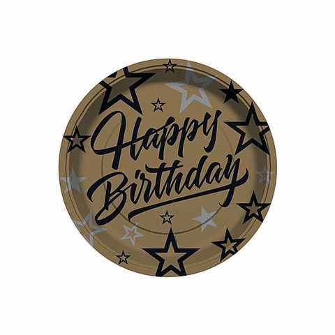 BALON EVİ GOLDEN STARS TABAK 23CM (8AD)