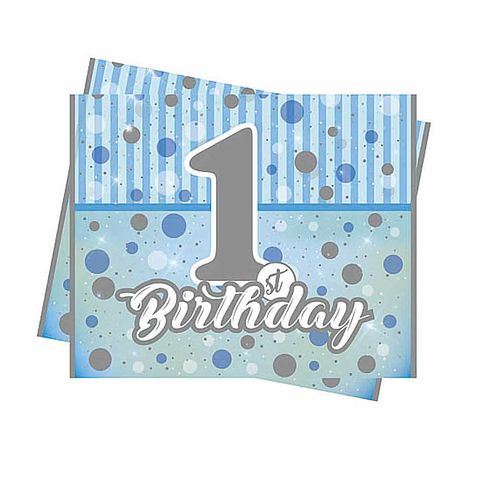 BALON EVİ PIRILTILI FIRST BIRTHDAY ERKEK MASA ÖRTÜ