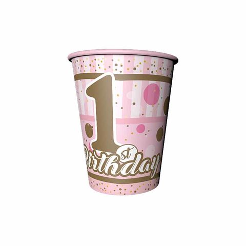 BALON EVİ PIRILTILI FIRST BIRTHDAY KIZ BARDAK 220/