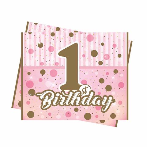 BALON EVİ PIRILTILI FIRST BIRTHDAY KIZ MASA ÖRTÜSÜ