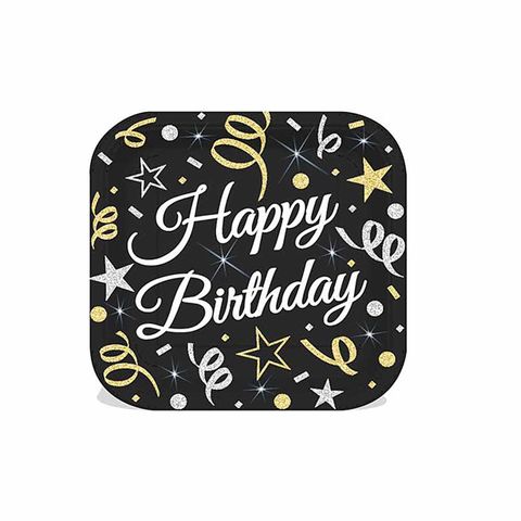 BALON EVİ SPARKLING CONFETTI KARE TABAK 23CM (8AD)
