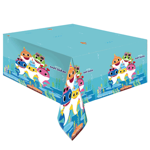 BALONEVİ BABY SHARK PARTİ ZAMANI MASA ÖRTÜSÜ 120*180 CM - BALONEVİ