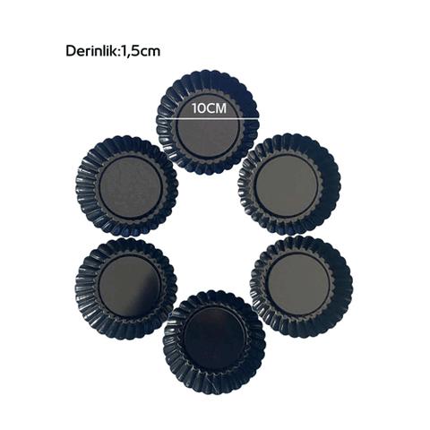 BZ44 TEFLON KÜÇÜK TART KALIBI TAKIMI 6'LI BS-46 - 1