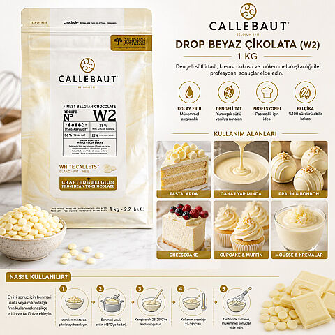 CALLEBAUT DROP BEYAZ ÇİKOLATA 1 KG - 2