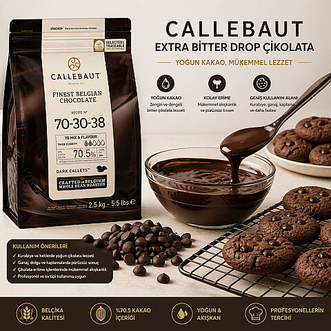 CALLEBAUT EXTRA BİTTER DROP ÇİKOLATA 2,5 KG - 2