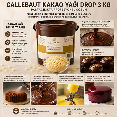 CALLEBAUT KAKAO YAĞI DROP 3 KG - 2