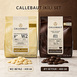 CALLEBAUT DROP 400 GR 2'Lİ PAKET ( BEYAZ W2 -BİTTER 811 400 GR) - CALLEBAUT