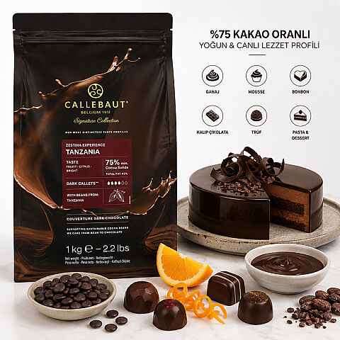CALLEBAUT SIGNATURE COLLECTION DARK ORGINAL CHOCOLATE ZESTINA TANZANIA-1 KG - 2