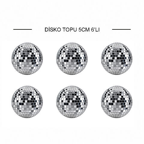 DİSKO TOPU 5 CM 6LI GÜMÜŞ SO71 - 1