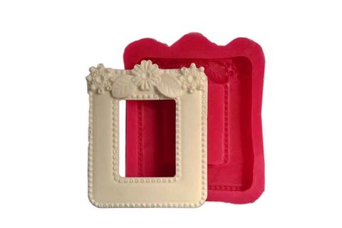 CESİL SİLİKON KALIP ÇİÇEKLİ KÜÇÜK ÇERÇEVE 8*6,5 CM
