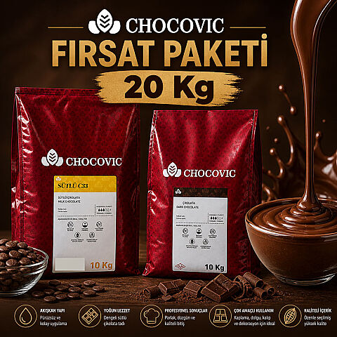 CHOCOVİC PARA PUL SET 20 KG ( Chocovic Sütlü C33 - Chocovic Bitter C52) - 1
