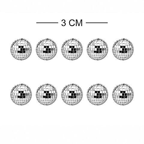 DİSKO TOPU 3 CM 10LU GÜMÜŞ - 1