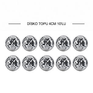 DİSKO TOPU 4 CM 10LU GÜMÜŞ - DİĞER