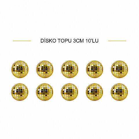 DİSKO TOPU ALTIN 10 LU 3 CM - 1