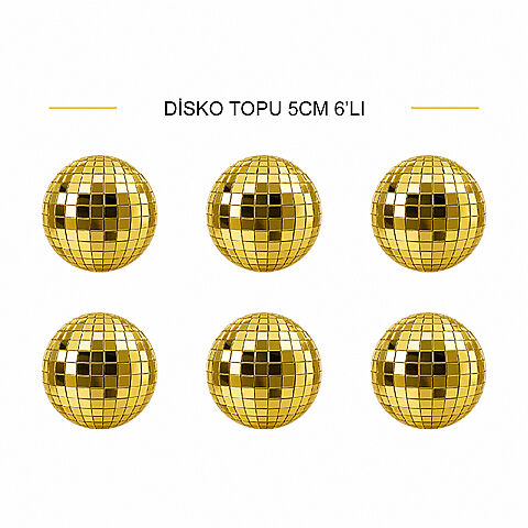 DİSKO TOPU ALTIN 5 CM 6 LI - 1