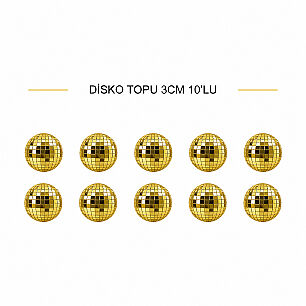 DİSKO TOPU ALTIN 3 CM 10 LU - DİĞER