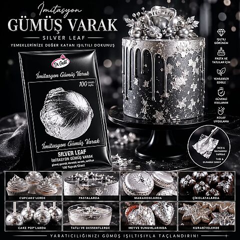 DR GUSTO EMİTASYON GÜMÜŞ VARAK 100 YAPRAK 16*16 CM - 2