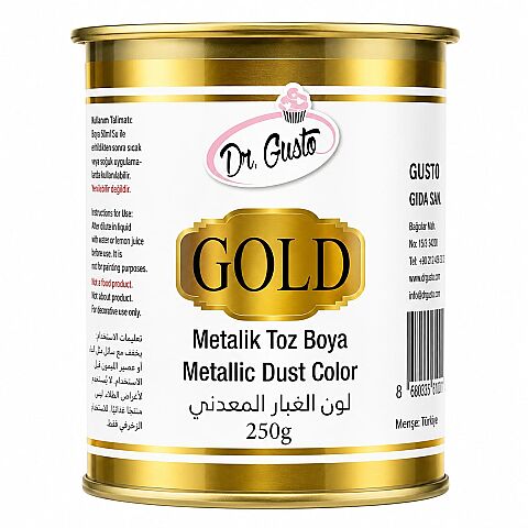 DR GUSTO GIDA DIŞI METALİK TOZ BOYA 250 GR ALTIN - 1