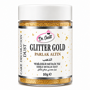 DR GUSTO YENİLEBİLİR METALİK TOZ 10 GR GLİTTER GOLD - Dr. GUSTO