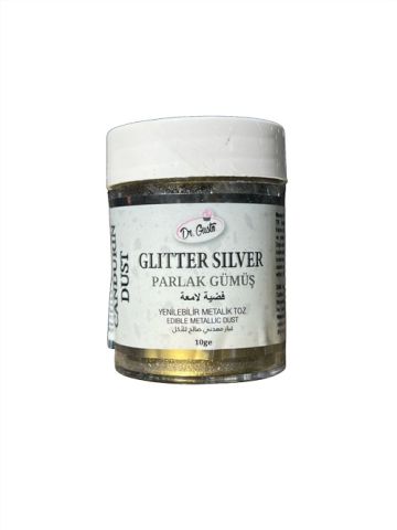 DR GUSTO YENİLEBİLİR METALİK TOZ 10 GR GLİTTER GÜMÜŞ - 1
