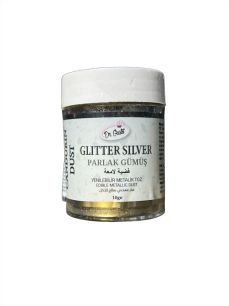 DR GUSTO YENİLEBİLİR METALİK TOZ 10 GR GLİTTER GÜMÜŞ - Dr. GUSTO