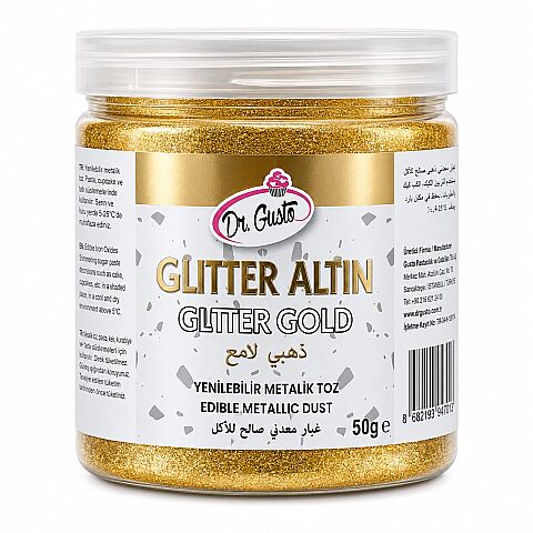 DR GUSTO' YENİLEBİLİR METALİK TOZ GLITTER GOLD 50 GR - 1