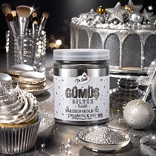 DR GUSTO YENİLEBİLİR METALİK TOZ GÜMÜŞ 50 GR - 2