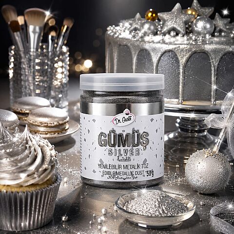 DR GUSTO YENİLEBİLİR METALİK TOZ GÜMÜŞ 50 GR - 2