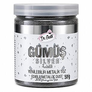 DR GUSTO YENİLEBİLİR METALİK TOZ GÜMÜŞ 50 GR - Dr. GUSTO