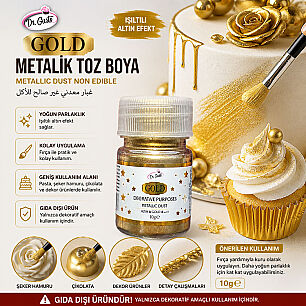DR GUSTO GIDA DIŞI METALİK TOZ BOYA 10 GR ALTIN - 2