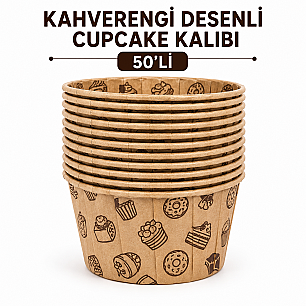 KAHVERENGİ DESENLİ CUPCAKE KALIBI 50'Lİ - 