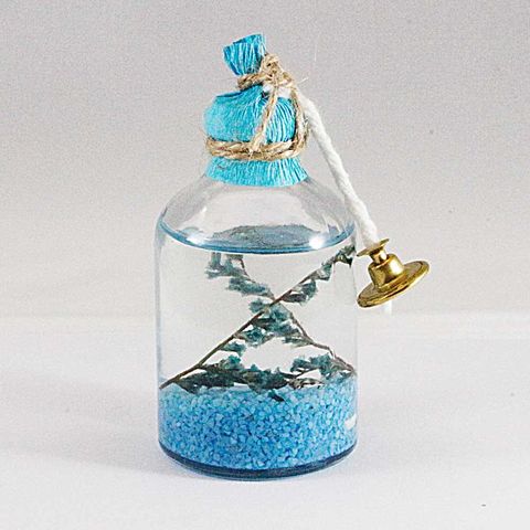 KANDİL ŞİŞESİ NATUREL SÜSLÜ BÜYÜK MAVİ 50 CC - 1