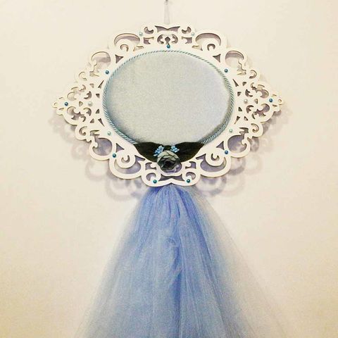 KAPI SÜSÜ AHŞAP İŞLEMELİ MAVİ OVAL - 1