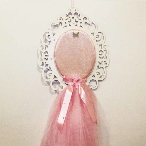 KAPI SÜSÜ AHŞAP İŞLEMELİ PEMBE OVAL - 1