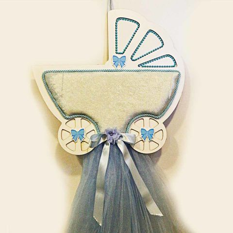 KAPI SÜSÜ AHŞAP PUSET MAVİ - 1