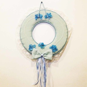 KAPI SÜSÜ OVAL KETEN MAVİ - 1