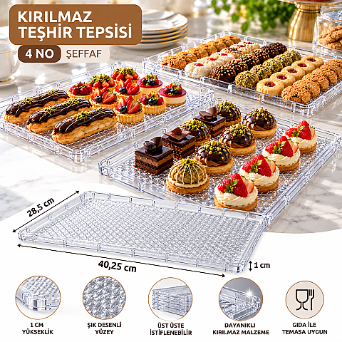 KIRILMAZ TEŞHİR TEPSİSİ 4 NO ŞEFFAF (40.25 CM) - 2