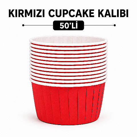 KIRMIZI CUPCAKE KALIBI 50'Lİ - 1