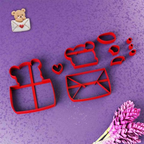 KUKİ AYICIKLI AŞK MEKTUBU KURABİYE KALIBI SETİ - 1