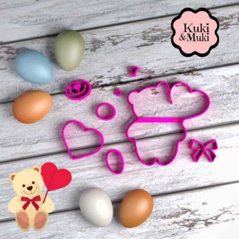KUKİ OTURAN KALPLİ TEDDY KURABİYE KALIP SETİ 